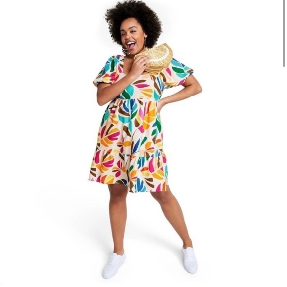 Women's Botanical Print Puff Sleeve Mini
Dress - Tabitha Brown - Picture 3 of 7